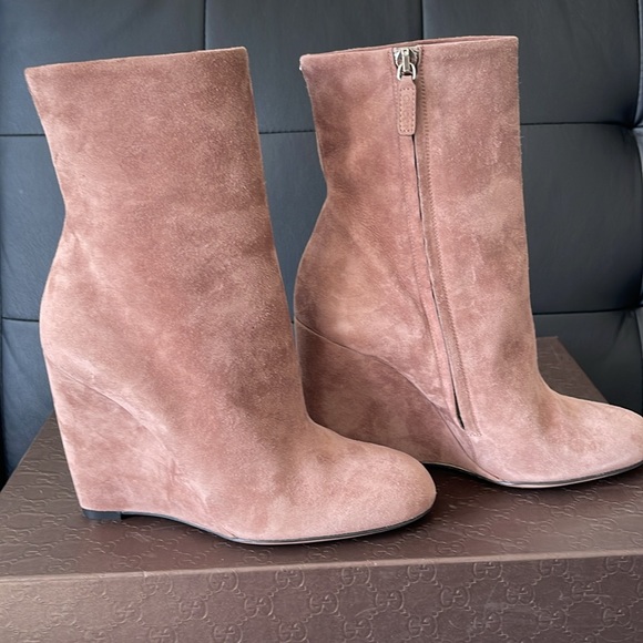 Gucci Suede Wedge Boots 36 1/2 US 6 - Picture 13 of 14